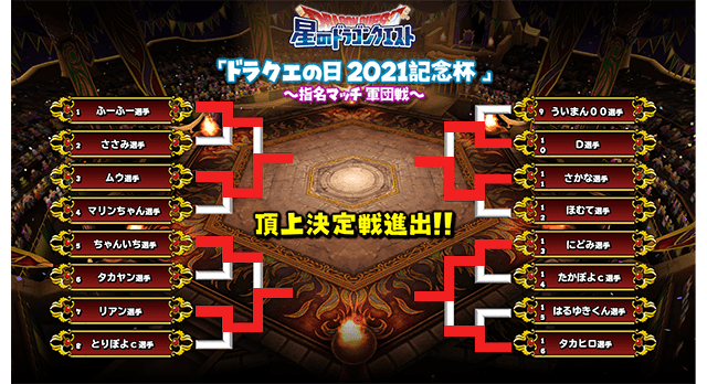 星のドラゴンクエスト 星ドラ 公式 モンスター闘技場 ドラクエの日21記念杯 優勝者予想受付中 予想はシングル戦と軍団戦で1回ずつ投票できるぞ どちらかの予想が当たれば モンスターメダル 50枚プレゼント 両方的中なら100枚プレゼント 投票