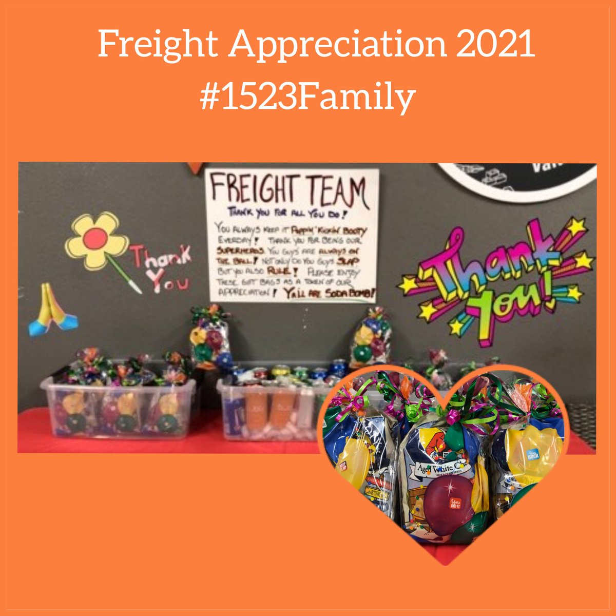 Ashlee_THD1523's tweet photo. Kicking off a big week of celebration for our amazing freight team. Thank you for everything you do to keep us customer ready every single day ❤️ #PMDrocks #1523family @HDLataille @SimpkinsTess @Scentless @De_1523 https://t.co/WbXVwfbcXn