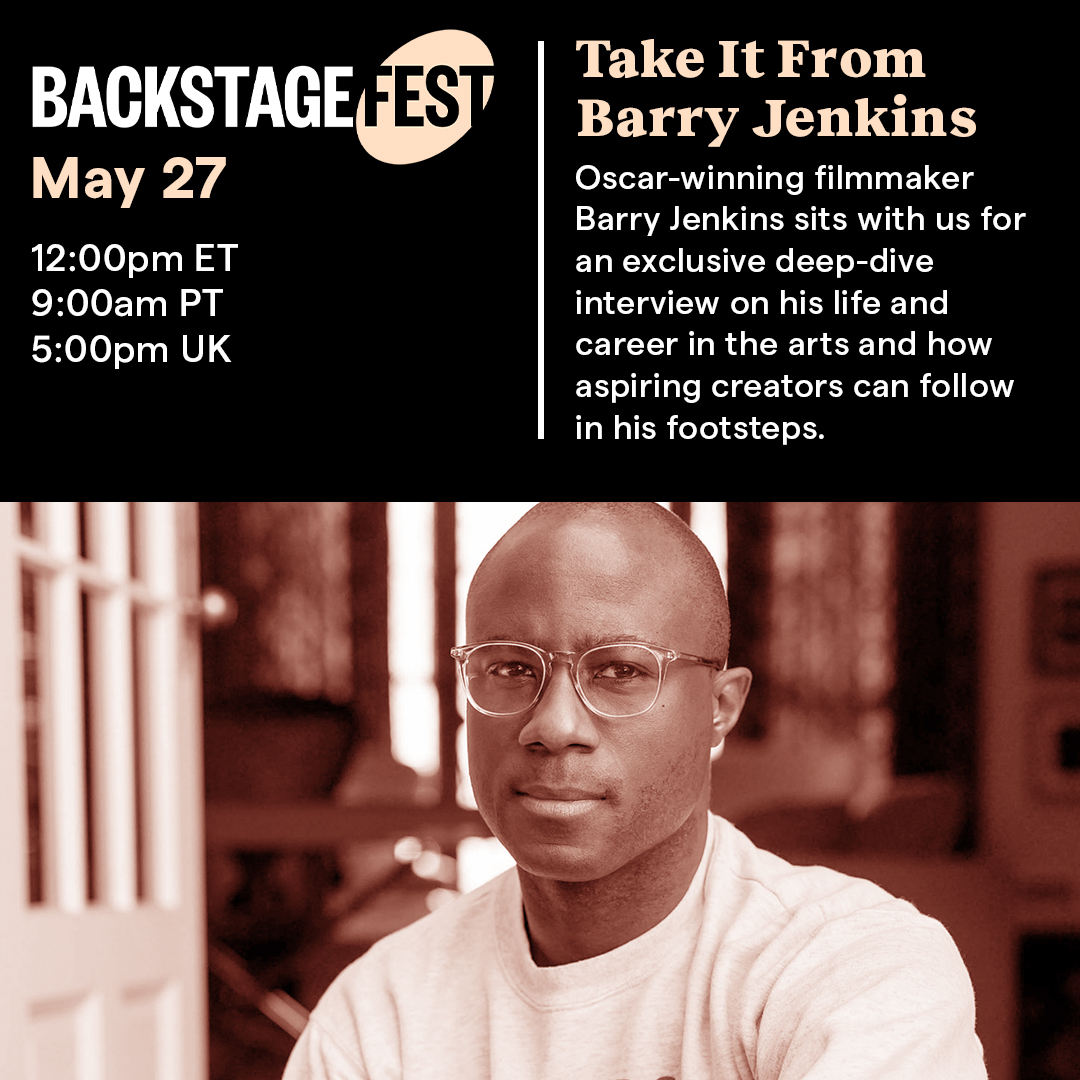 Backstage's tweet photo. Watch our exclusive deep-dive interview with #Moonlight director @BarryJenkins as it premieres live on our YouTube channel during #BackstageFest! We’ll be chatting about his highly anticipated Amazon Prime series #TheUndergroundRailroad + more. Learn more: https://t.co/UxMY1Omiqf https://t.co/y3bUYKtlcK
