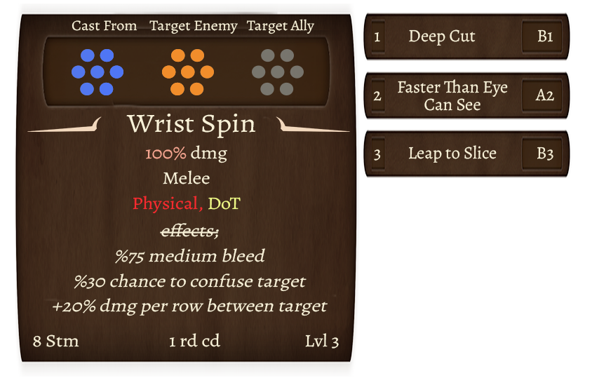 ShargadS's tweet photo. here is another path of choice. Instead of previous 2nd lvl perk, we placed another. Now instead of dealing more dmg to bleeding enemies, you have chance to confuse enemy. Up to player to decide his build. 

#gamedesign #gamedev #skillcustomization #rpg #turnbased #indiedev https://t.co/x90uyudPU0