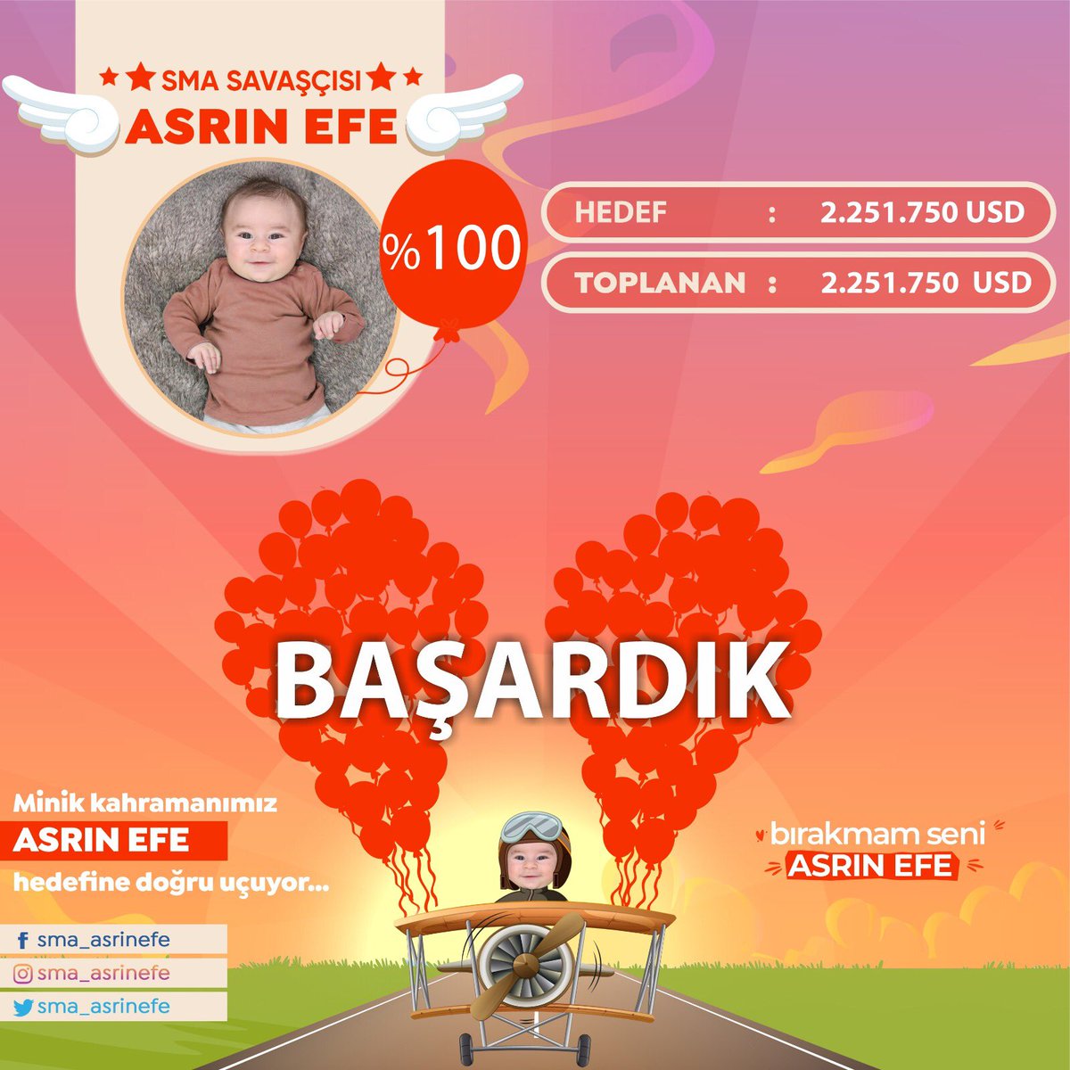 Bir mucize gerçekleşti ve Ahmet Asrın Efemizin kampanyası tamamlandı 🥰❤️
@sma_asrinefe #bırakmamseniasrinefe #BASARDIK #Mucize #iyilikkazanacak