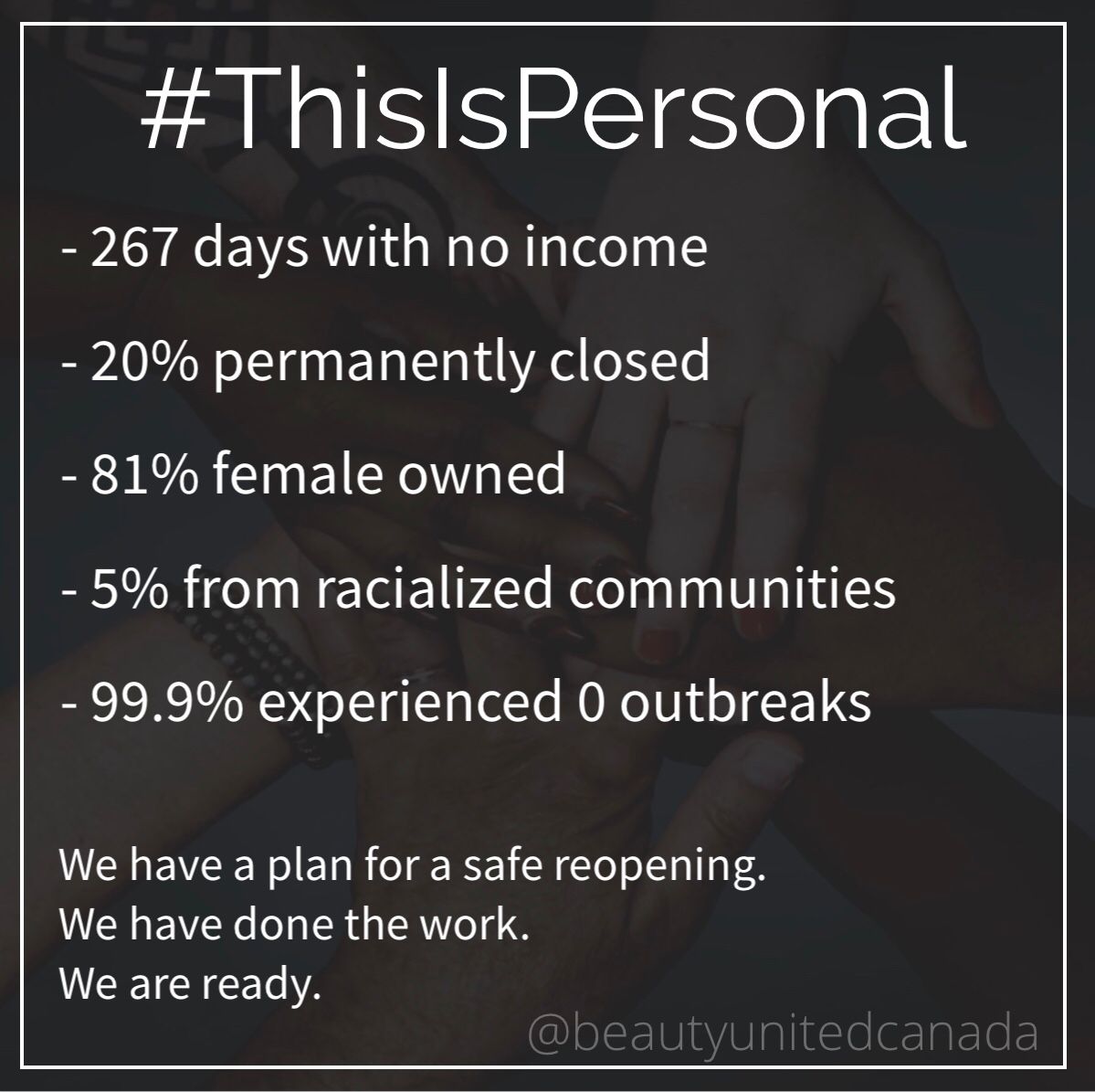 BeautyUnitedON's tweet photo. This is personal. We have always been safe @fordnation @celliottability @MonteMcNaughton @PrabSarkaria @PBethlenfalvy @JeffYurekMPP https://t.co/nvClRTONTH