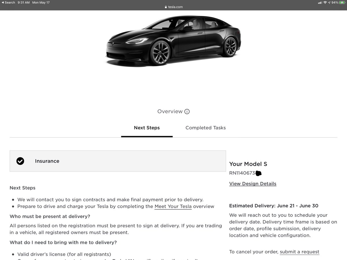 FloridaTesla's tweet photo. Tesla Model S delivery date updated!!#teslarefresh #teslarefreshmodels  @elonmusk @TeslaClubSoFla @Tesla https://t.co/q5sOLg1CBN
