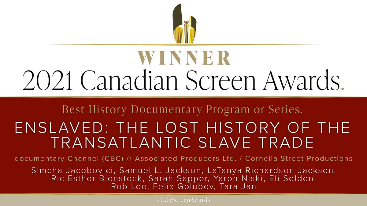 The Canadian Academy (@thecdnacademy) on Twitter photo The winner for Best History Documentary Program or Series is <a href="/EnslavedDoc/">Enslaved Series</a>. Congratulations! <a href="/CBCdocs/">CBC Docs</a> <a href="/CorneliaStProd/">Cornelia Street Productions</a> #CdnScreenAwards The winner for Best History Documentary Program or Series is <a href="/EnslavedDoc/">Enslaved Series</a>. Congratulations! <a href="/CBCdocs/">CBC Docs</a> <a href="/CorneliaStProd/">Cornelia Street Productions</a> #CdnScreenAwards