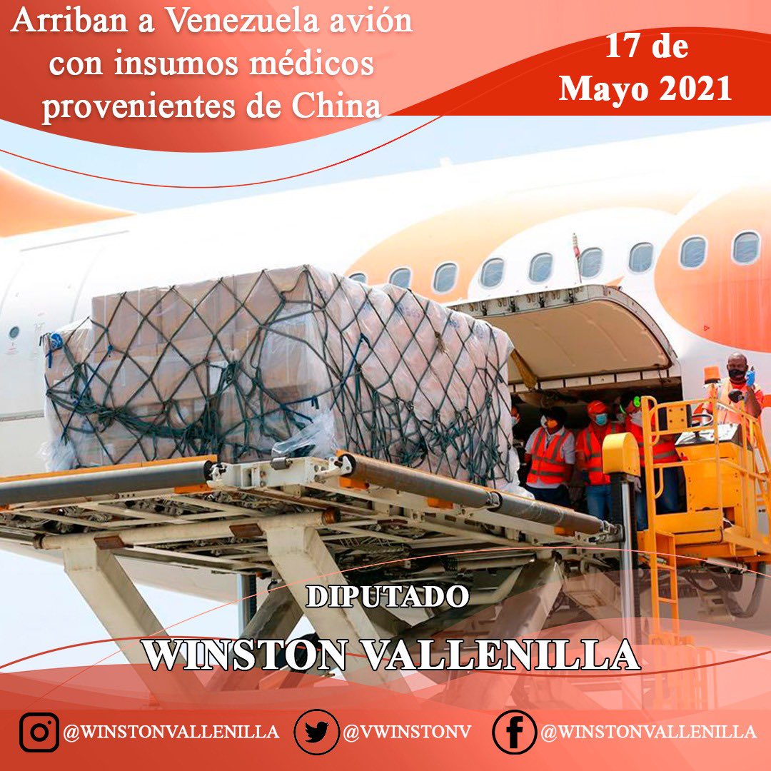 25 toneladas de insumos médicos arribaron a Venezuela, proveniente de China, destinados a los estados con más alto índice de pacientes infectados por COVID-19 en el país. Reafirmando el compromiso del Pdte. <a href="/NicolasMaduro/">Nicolás Maduro</a> con su pueblo y evidenciando el fuerte lazo entre 🇨🇳y🇻🇪🙏🏻