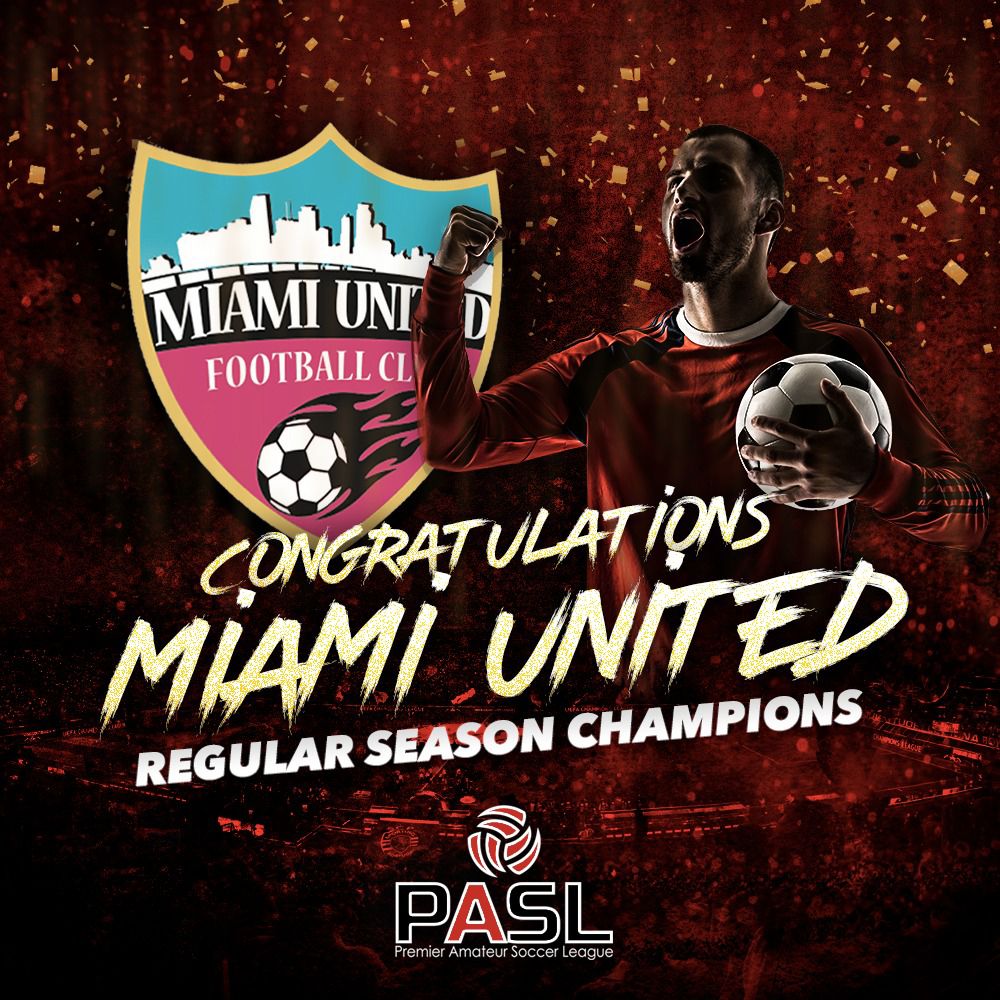 Congratulations to <a href="/miamiunitedfc/">MIAMI UNITED F.C.</a> #PASLSoccer 2021 Spring Season Regular Season Champions!