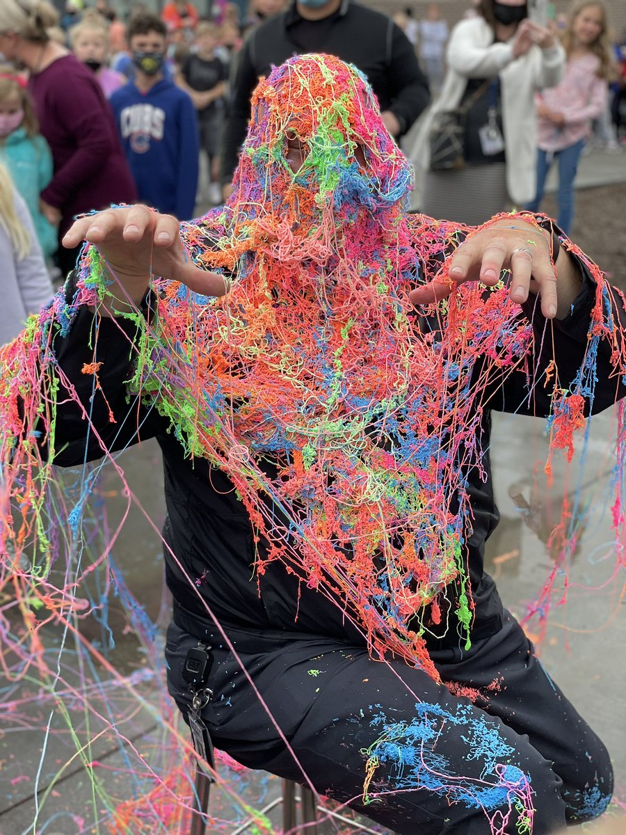Happy Silly String day! Fun Run goal was met so Mr. Boyes had to meet his principal challenge!  #anchoreducated