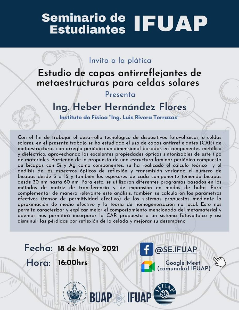 RevistaConCien1's tweet photo. Seminario de estudiantes 🤓🖥️ @SE_IFUAP @IFUAP transmisión En Vivo por https://t.co/U3G7AUzTRn y https://t.co/PRne6czb1u https://t.co/F1o6VcYJp5