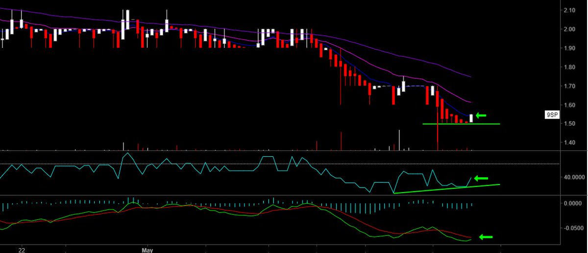 amcloans's tweet photo. #9SP $9SP - 1hr Chart - Early signs suggest price technically looks to have found its floor to regroup &amp; start a new growth back towards previous levels. 

Watch for the volume expansion. https://t.co/Rz4sTUw47b
