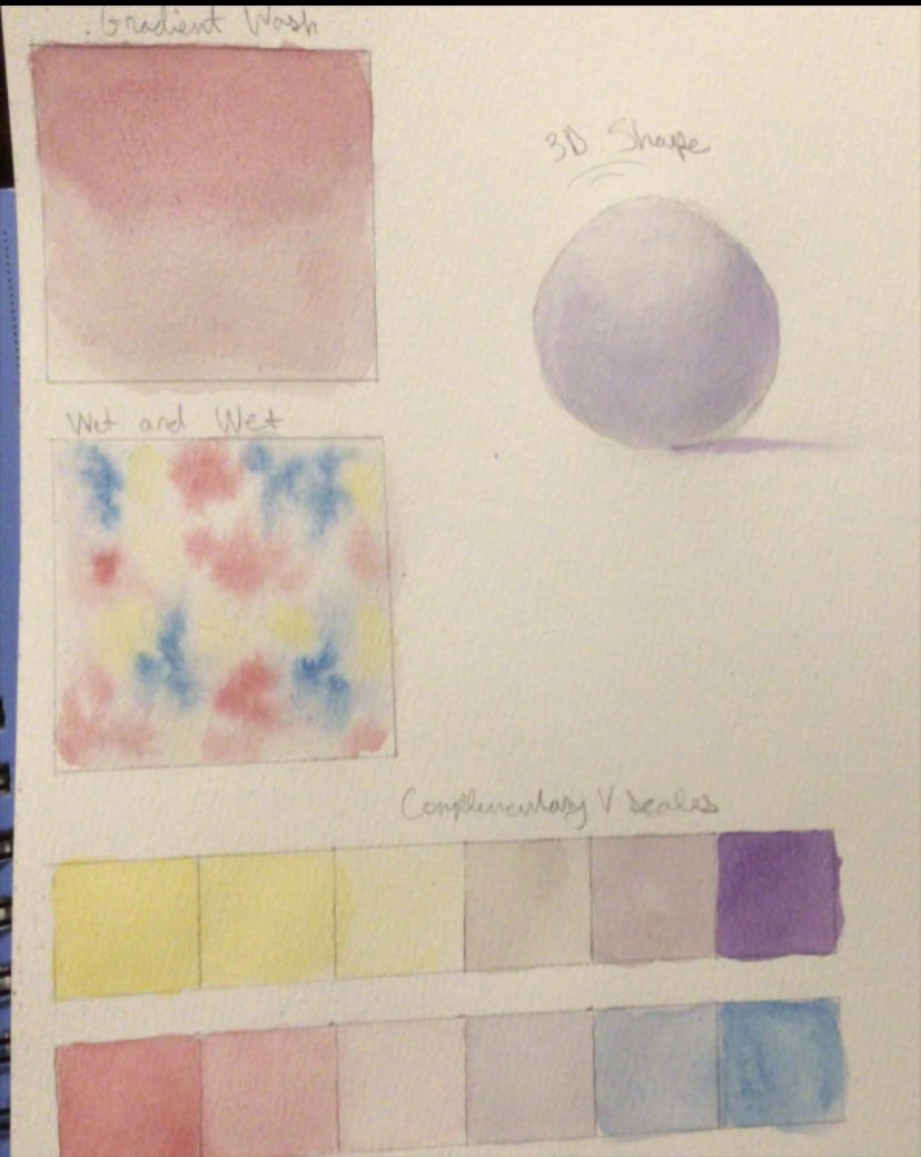 RM_Munno's tweet photo. Gr 10’s worked on watercolour techniques, colour blending and value! Wonderful exercise/ practice work! @SJOA_TCDSB @TCDSB https://t.co/eTBad5yL7m