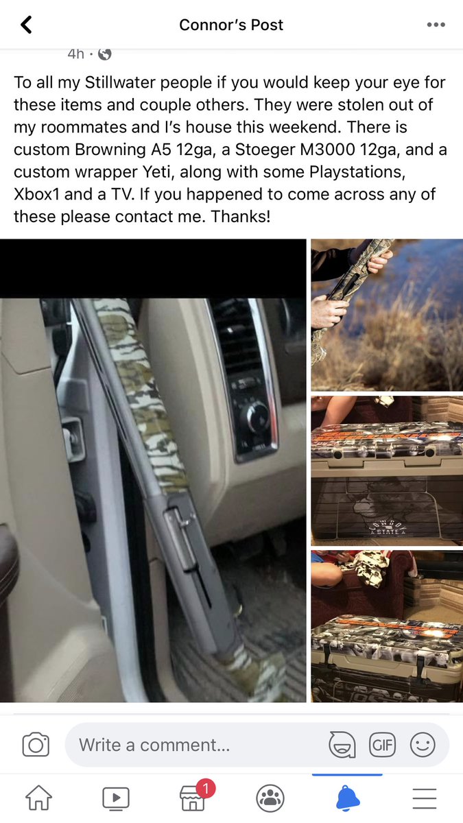 Please be on the lookout in Stillwater or surrounding areas for these items. Someone broke into our house in Stillwater and stole these items from my roommates!