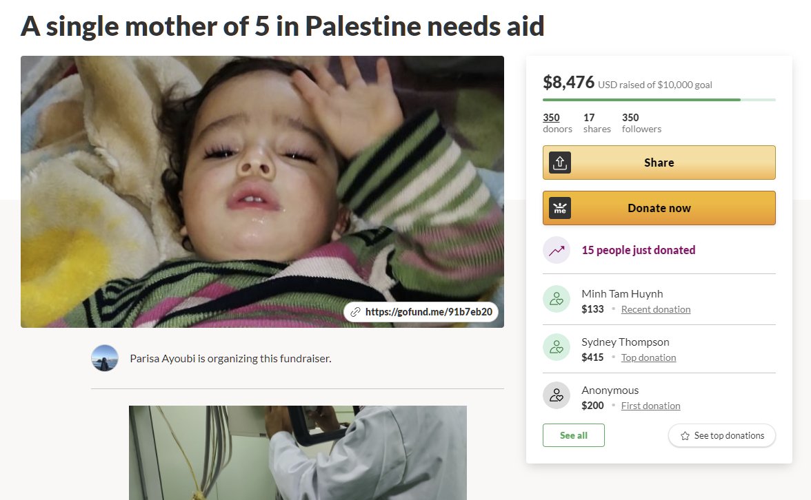 With the $265 USD from our recent leftovers sales we're supporting two GoFundMe campaigns aiding Palestinians. Please join us in helping these campaigns reach their goals! #Free_Palestine !

🔗Hands in for Palestine: gofund.me/3126033d

🔗Rola's fund: gofund.me/52d09d7b