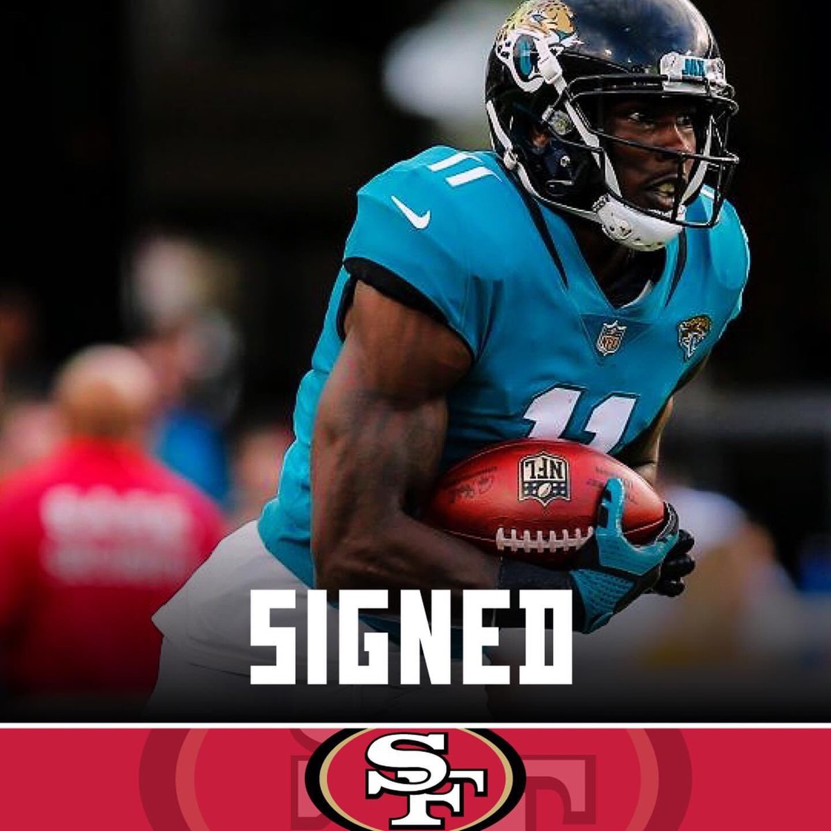 TheFieldLevel1's tweet photo. SF Niners sign veteran WR Marquise Lee after an impressive workout! Good for him after the adversity he's been through.
#FTTB #Ninerfaithful #FieldLevelFamily
Video: https://t.co/LuiMkAy8HB https://t.co/aKcql1lYf0