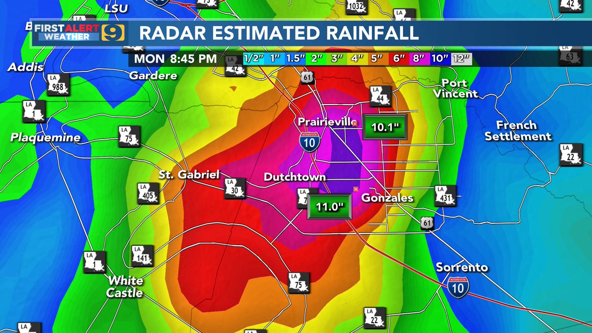 WAFB on Twitter "A look at Radar Estimated Rainfall in the Baton Rouge