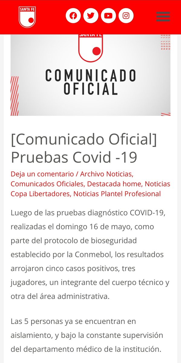 NicolasSinger's tweet photo. #IndepStaFe ATENCIÓN ❗El rival de #River de éste miércoles con 3 casos #positivos entre sus jugadores https://t.co/gLtUECNtMQ