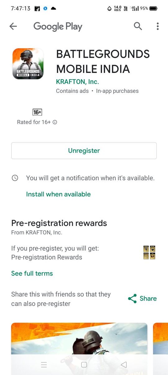 Sawan357's tweet photo. Pubg pre-registration complete guys in 7:45am
#IndiaKaBattlegrounds
#preregister
#battlegroundsmobileindia
#pubg
#CallOfDuty
#pubgmobileindia
#PUBGMobile
#pubgback https://t.co/PkHZHtUNk2