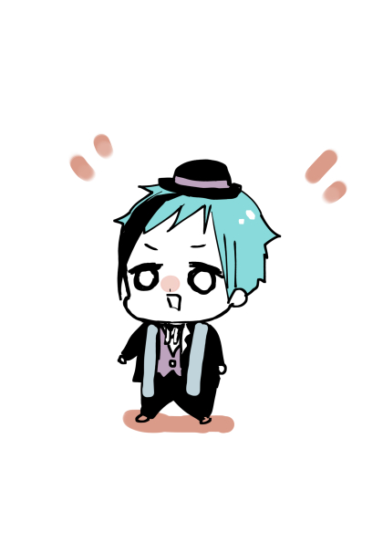 1boy male focus streaked hair chibi hat solo black hair  illustration images