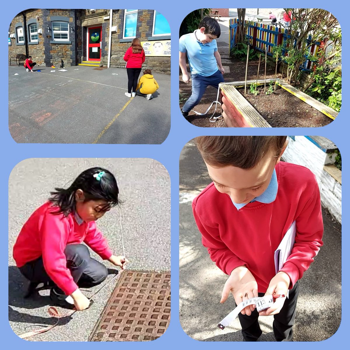PentrerGraig's tweet photo. Dosbarth Mercury converting measurements of length. #pgpoutdoorlearning https://t.co/Iba1rLudz0