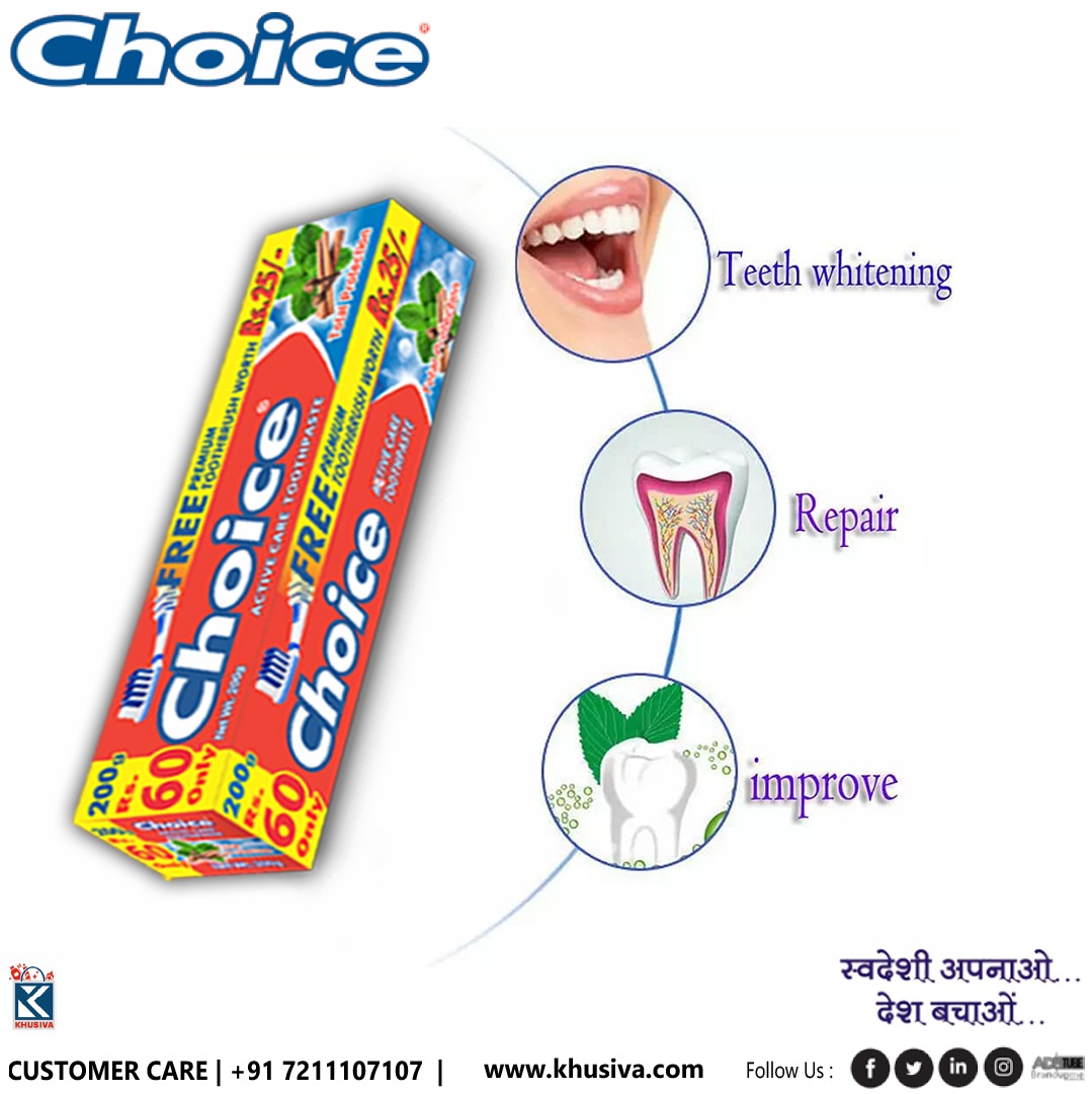 ChoicePaste's tweet image. For your teeth cleaning need best tooth paste of your #Choice 
.
.
.
Buy from nearest stores #ChoiceToothPaste #teethwhitening #ahmedabad #Gujarat #BrandUpMe