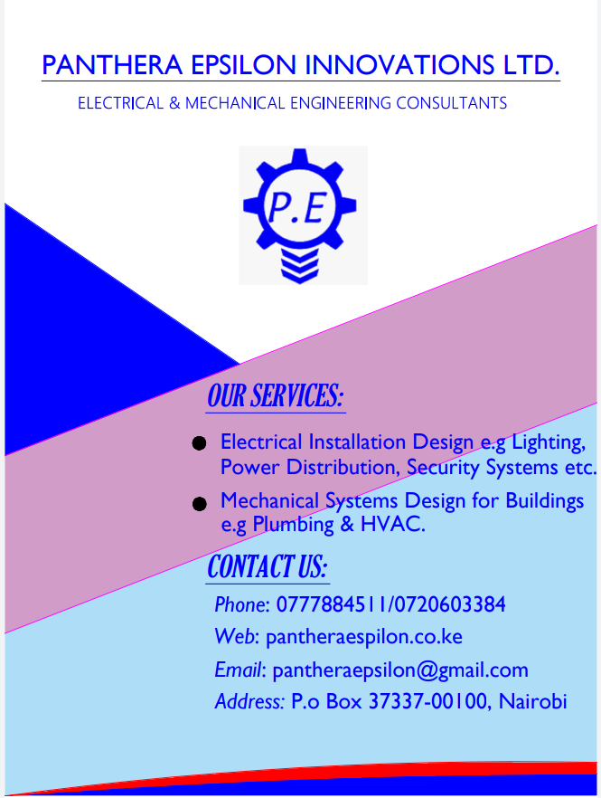 Ed_soull's tweet photo. @amerix Hi Amerix, we are a young firm doing professional Mechanical and Electrical designs and Installations for buildings.Our team is made up of competent Engineers/technicians registered by EPRA and EBK.  
Contact: 0720603384 https://t.co/DGsafANpvL