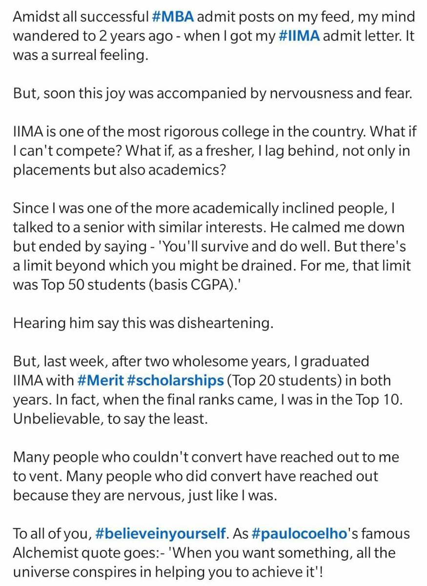 I will make it a point to humble-brag even when strangers ask me for support/ guidance. #MBAlife