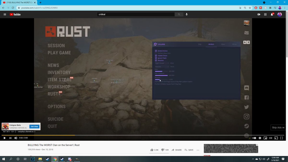 I was watching some of my own videos from years ago. The ad that popped up at the beginning of the video was a freakin' <a href="/playrust/">Rust</a> hacking video advertising their cheating software. How do these people get away with this?