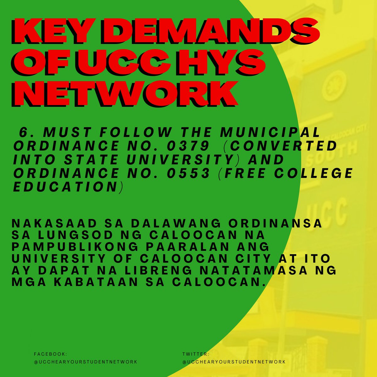 ucchysnetwork's tweet photo. 6. Must Follow the Municipal Ordinance No. 0379 (Converted Into State University) and Ordinance No. 0553 (Free College Education) https://t.co/zWCvRnq9Vo