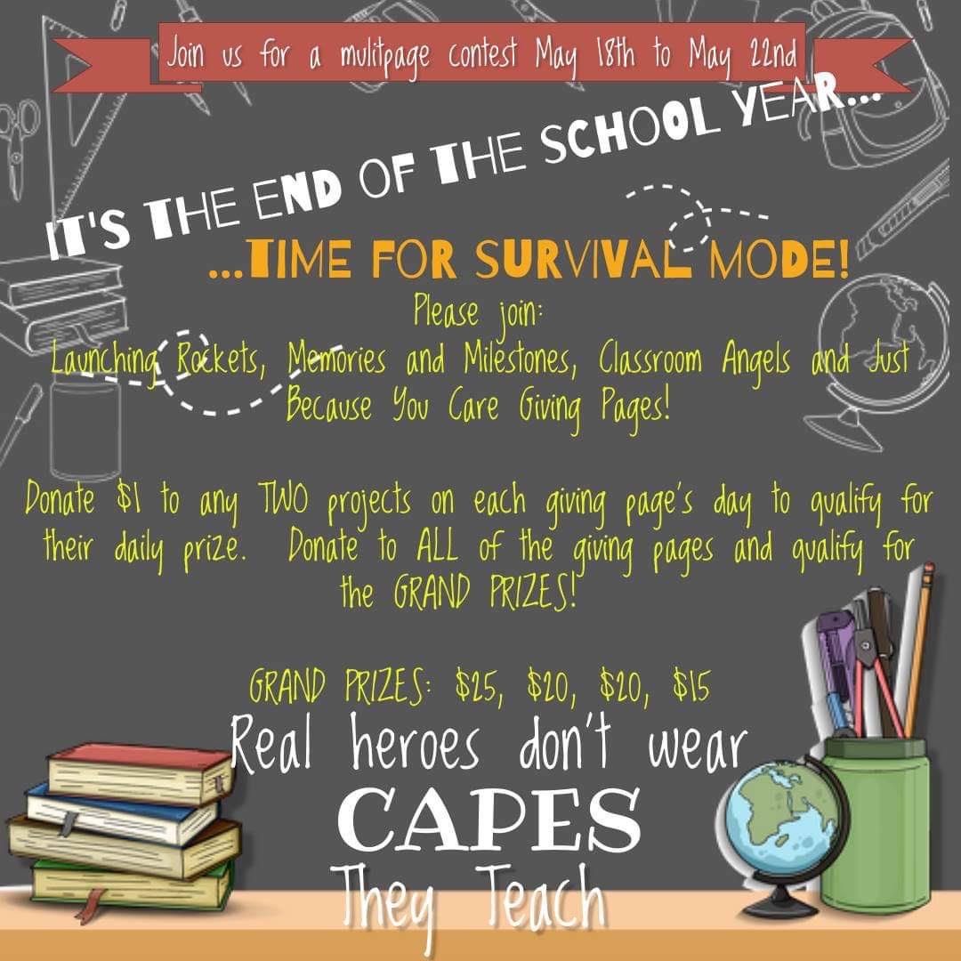 Today’s our day!  Donate $1 to 2 projects on the page for entry into the $10 daily prize (and the grand prizes of you donate to all 4 pages). Each additional $1 donation is an additional entry for the daily prize. 

donorschoose.org/rocketlauncher…