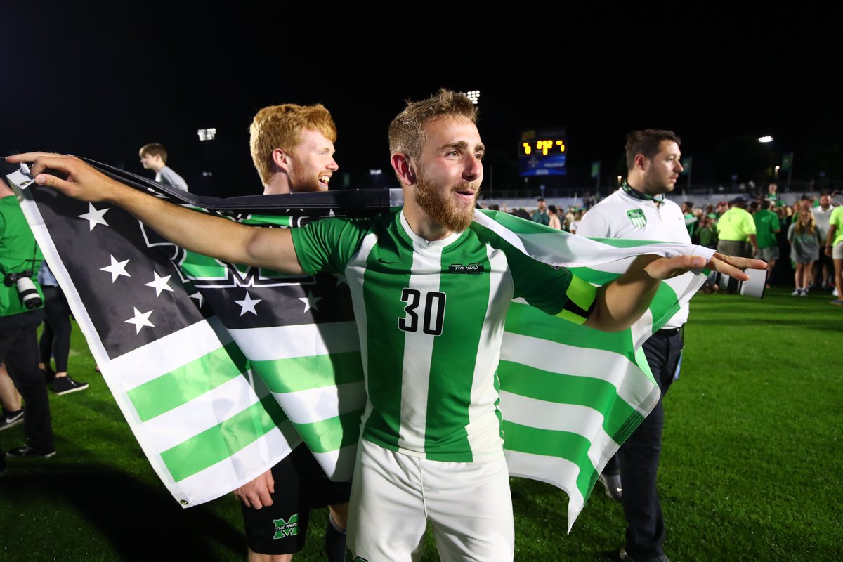 NCAA's tweet photo. 🗣 WE. 
🗣 ARE.
🗣 𝐌𝐀𝐑𝐒𝐇𝐀𝐋𝐋!

@HerdMSoccer completes a magical tournament run by knocking in an OT game-winner to claim its first-ever men's @NCAASoccer National Championship!

⚽️ → https://t.co/HqTl2pJG5l https://t.co/bUzemEdeEY