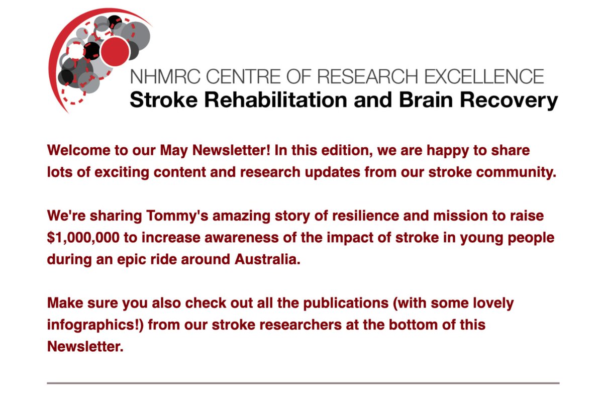 Our new CRE Newsletter is out (May edition) 📖 Check out some stroke research news from our network, past and upcoming events, opportunities and newest publications! bit.ly/33Vq9HL
