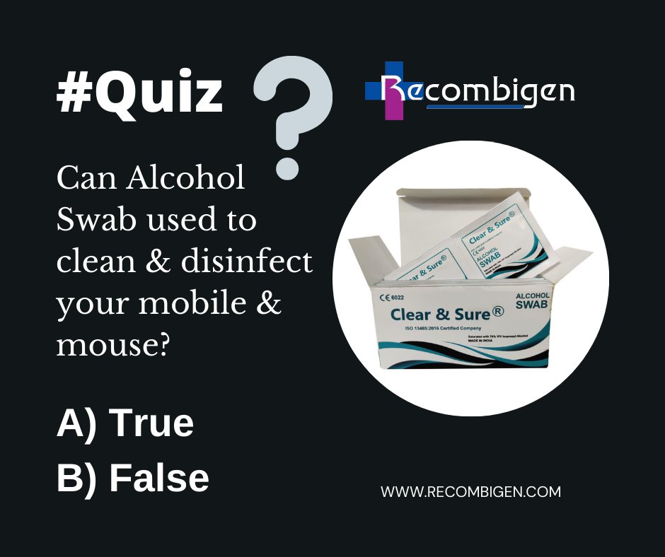 RecombigenLabs's tweet image. Comment below 👇🏼 T for &quot;True&quot; &amp;amp; F for &quot;False&quot;

#quiz #labquiz #medicalquiz #alcoholswab #preppad #alcoholswabquiz #isopropylswab #cleaningquiz #disinfectswab #CleaningSwab #wipepads #recombigen #laboratories