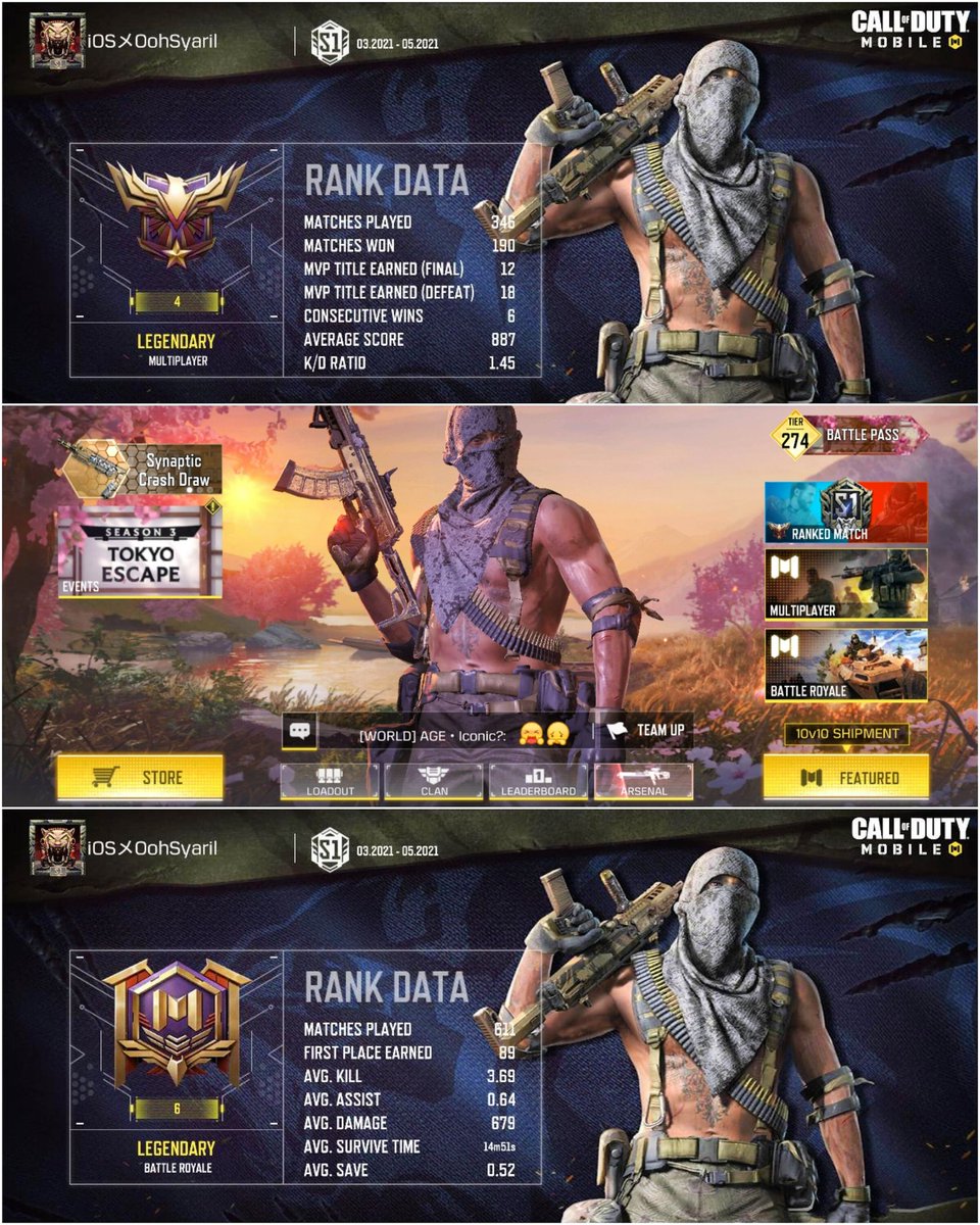 OohSyaril's tweet photo. Legendary 😎
•
#EndOfSeason #CODM #MP #BR #Ranked https://t.co/UVPfPETrOe