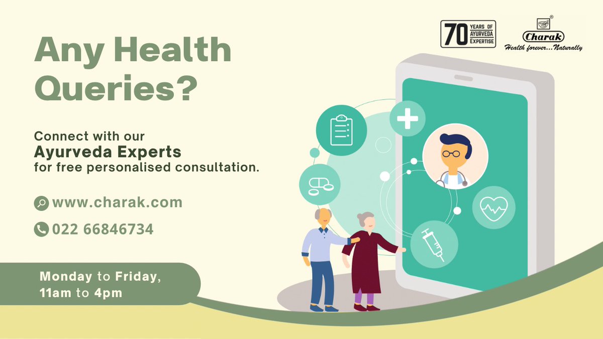 Charak_Pharma's tweet photo. Unable to reach out to doctors in lockdown?
Consult online with our expert ayurvedic doctors for any of your health concern.Get customized treatment plan, diet and lifestyle advice without stepping out...
#Charakpharma #healthqueries #doctorconsultation #ayurvedicdoctor
#ayurveda https://t.co/8mvhPBtblM