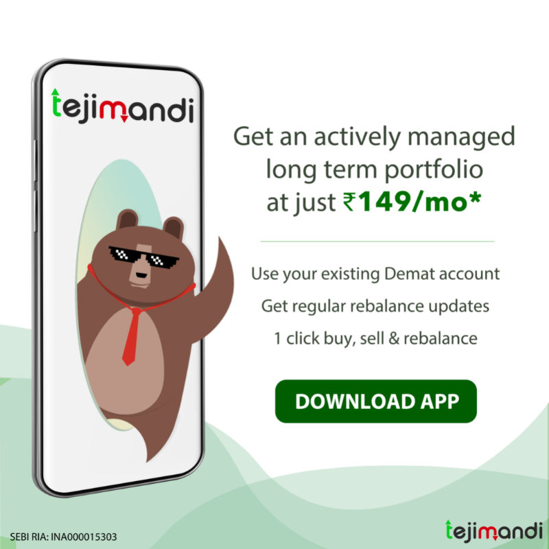TejiMandiApp's tweet photo. Get an actively managed long term portfolio at just ₹149/mo*
With Teji Mandi, you can transact with any broker of your choice.
Execute regular rebalance updates to maintain the potential of your portfolio.
Buy and sell stocks in just a single click with an easy to use app.
