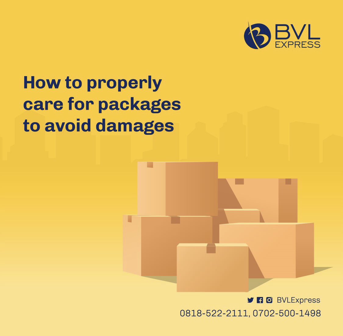 BvlExpress's tweet image. Tip Tuesday; How to care for your packages

⁃When sending out packages, separate fragile items (eg glass) from non-fragile items.
⁃When packing liquid items, be sure that lids are tightly shut to avoid spillage, as packages will be moved a lot in the process of delivering