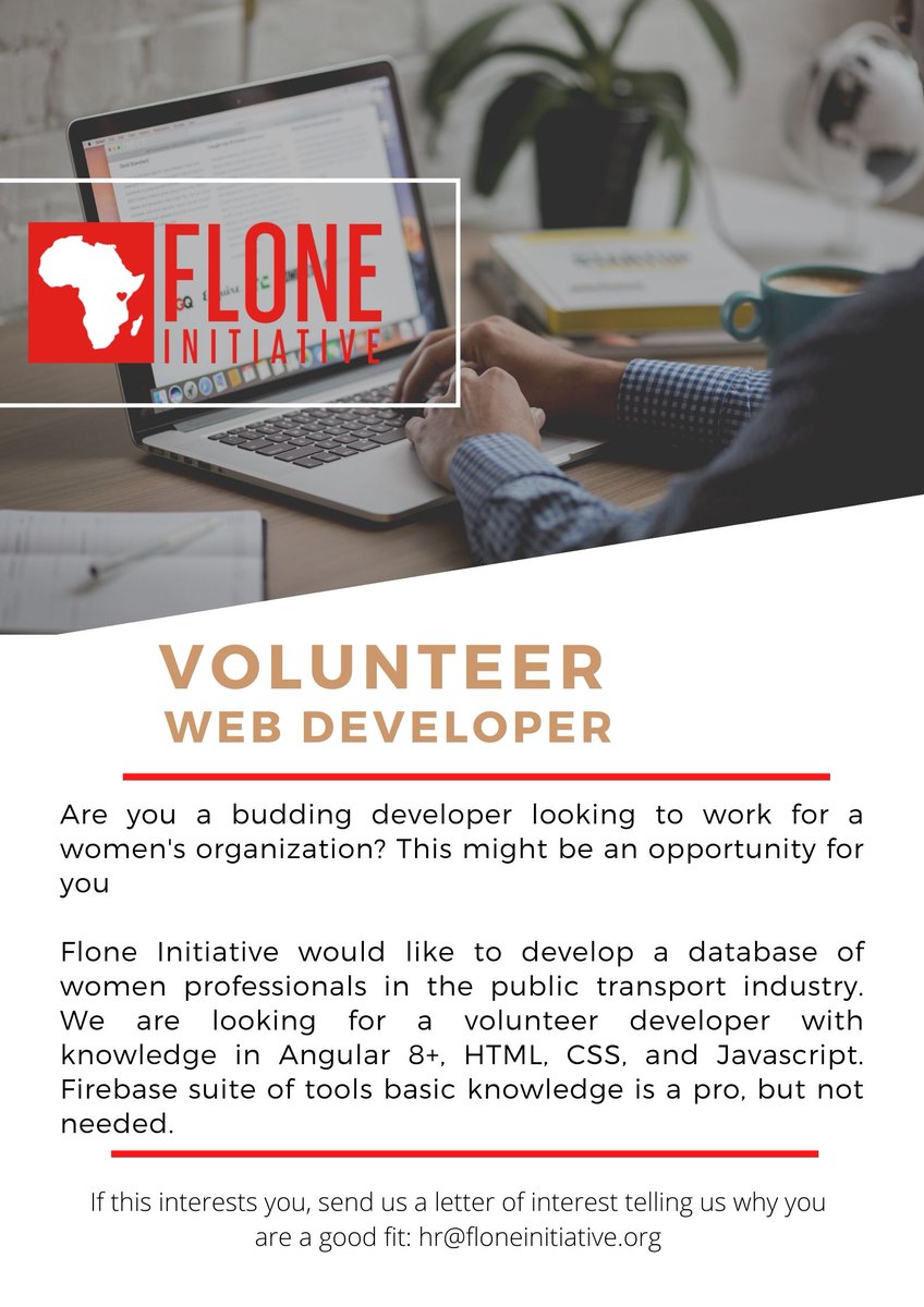 CALL FOR APPLICATION!
Are you a budding developer looking to work for a women's organization? This might be an opportunity for you.
If this interests you, send us a letter of interest telling us why you are a good fit: hr@floneinitiative.org

#WomenInTransport