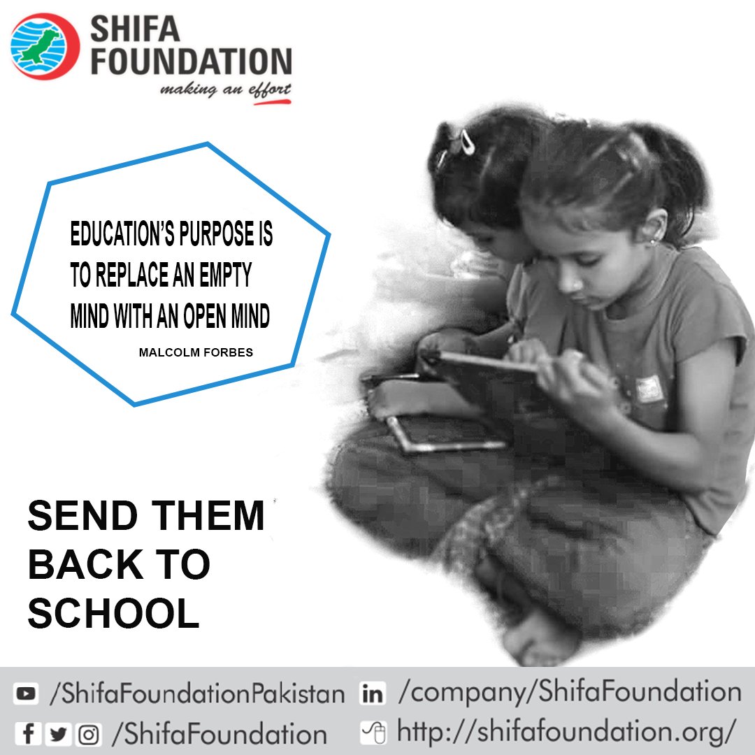 ShifaFoundation's tweet photo. The low #literacy rate has been an #issue in #Pakistan. Due to which #ShifaFoundation is #BringingChange with #Education through your #support #Joinhands &become part of the #spreadEducation drive with us.send your share of #support at https://t.co/FDHCMGnMeo
#NGO #INGO #Charity https://t.co/cvUCO90te5