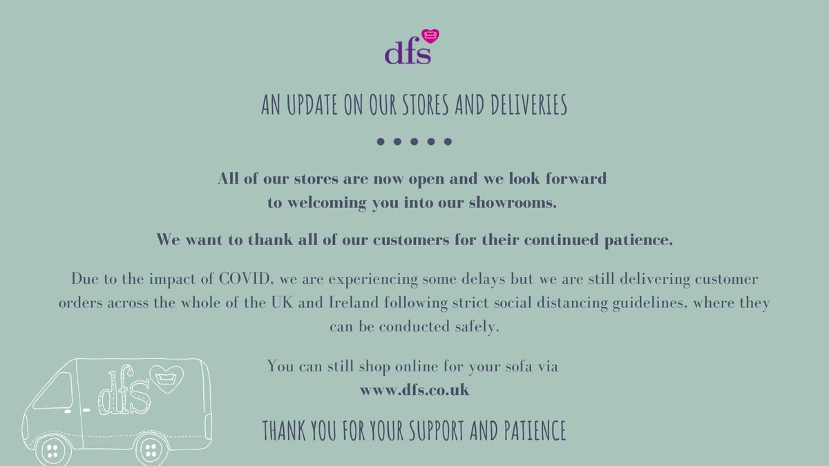 DFSCare's tweet image. An important update on our stores and deliveries 👇
For more information click here: l8r.it/KqC3