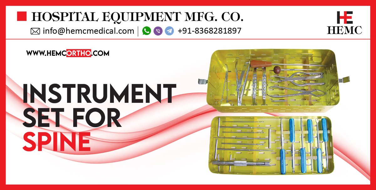 HemcOrtho's tweet image. #HEMCMedical is one of the best manufacturers and exporters in India providing a wide range of high quality #InstrumentSet for #Spine to all over the World. hemcortho.com/product-catego…
#SpineImplants #ExpandableCage, #ScrewForOccipitalPlate, #AnteriorConvergentPlate, #PedicleHook