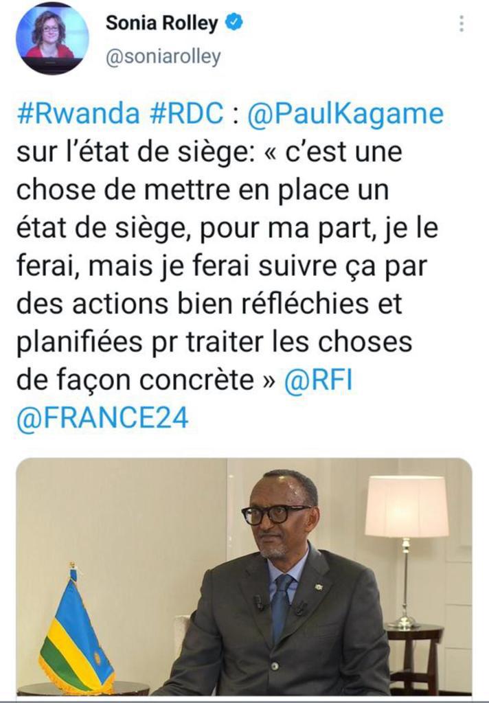 Aldysheky's tweet photo. #RDCongo #DRCongo : Quand le Président @PaulKagame affirme comme nous que l'#EtatDeSiege du Président @fatshi13 est hasardeux !!! Une décision #Folklorique qui n'est pas suivie d'actions!!! Ridicule!!! https://t.co/gNoYjy2N93