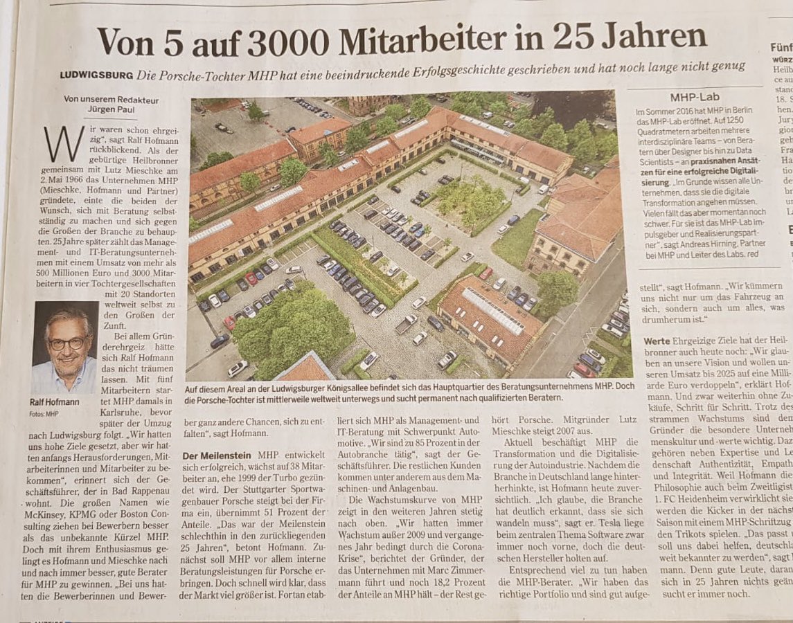 „Von 5 auf 3000 in 25 Jahren“ - Happy Birthday <a href="/mhp_de/">MHP – A Porsche Company</a> 🎊 2006 kam ich dazu und wir waren so 300. Die Zeit ist geflogen 🚀 Eine unglaubliche Teamleistung 🙌 Danke an <a href="/violaoberdorfer/">Viola Oberdorfer</a> <a href="/SB1447/">Sebastian Bauer</a> <a href="/frechsteiner/">Frank Rechsteiner</a> 🙏 Liebe <a href="/HRROOKIES/">HR ROOKIES</a> Im nächsten Webinar erzähle ich gerne die Geschichte...