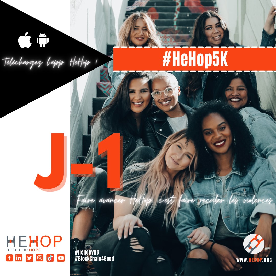 📣 J-1⃣ avant le lancement de notre campagne #HeHop5K (5K ▶ 5 000 téléchargements de l'#App 📳) #countdown #HeHopVHC #BlockChain4Good ⛓🤳🔜