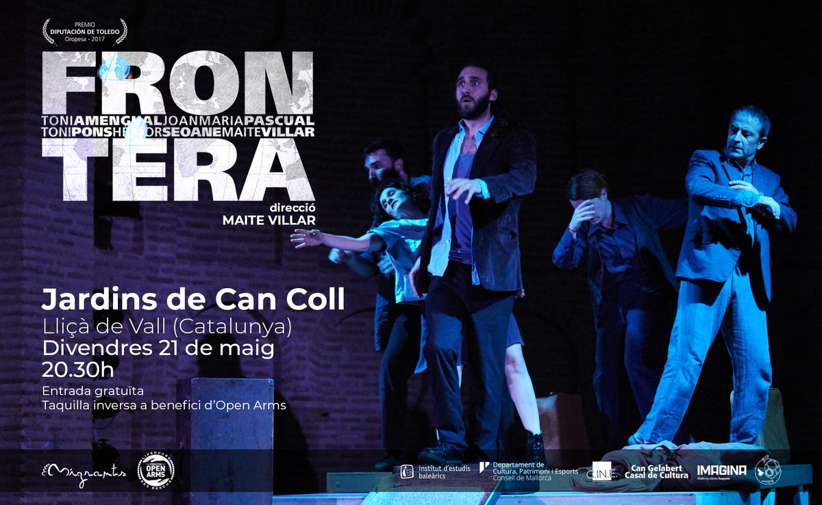 'FRONTERA'
📌 Jardins de Can Coll (Lliçà de Vall - Catalunya)
🗓️ Divendres 21/05
🕗 20.30h
🎟️ Entrada gratuïta - Taquilla inversa a benefici de <a href="/openarms_fund/">Open Arms</a>
.
#fronteraciamigrants #cadavidacuenta #humanrights #proactivaopenarms #teatrogestual #teatre #lliçadevall #cancoll