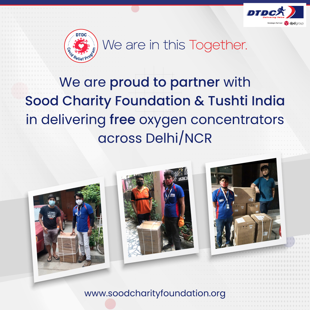 Proud to partner with @SoodFoundation and @tushti_india to manage the logistics of delivering free oxygen concentrators in Delhi/NCR. 

@SonuSood #IndiaNeedsOxygen #HelpIndiaBreathe #Covid19IndiaHelp #DelhiFightsCorona #DelhiOxygen