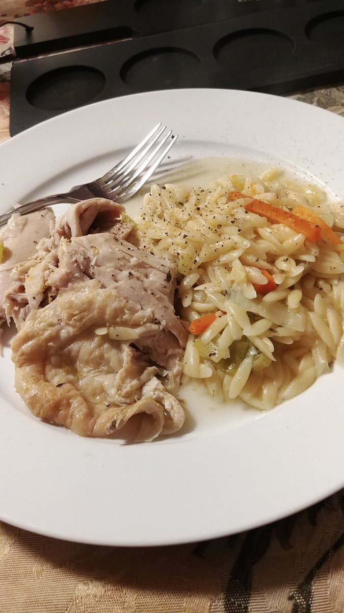 New family favorite <a href="/Nigella_Lawson/">Nigella Lawson</a> Chicken in a Pot. Family dug in so enthusiastically I couldn't get the in-pot chicken #glamourshot. Savory, delicious, and--like all Nigella recipes--foolproof! 🐔