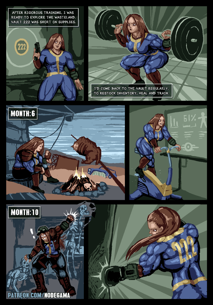 Nodegama's tweet photo. Post Apocalypse Buffout [3of4] #muscle #female #femalemuscle #vaultgirl #Fallout #Buffout #growth #training https://t.co/jq3E8e0CR8 https://t.co/3JIe4DSrR8
