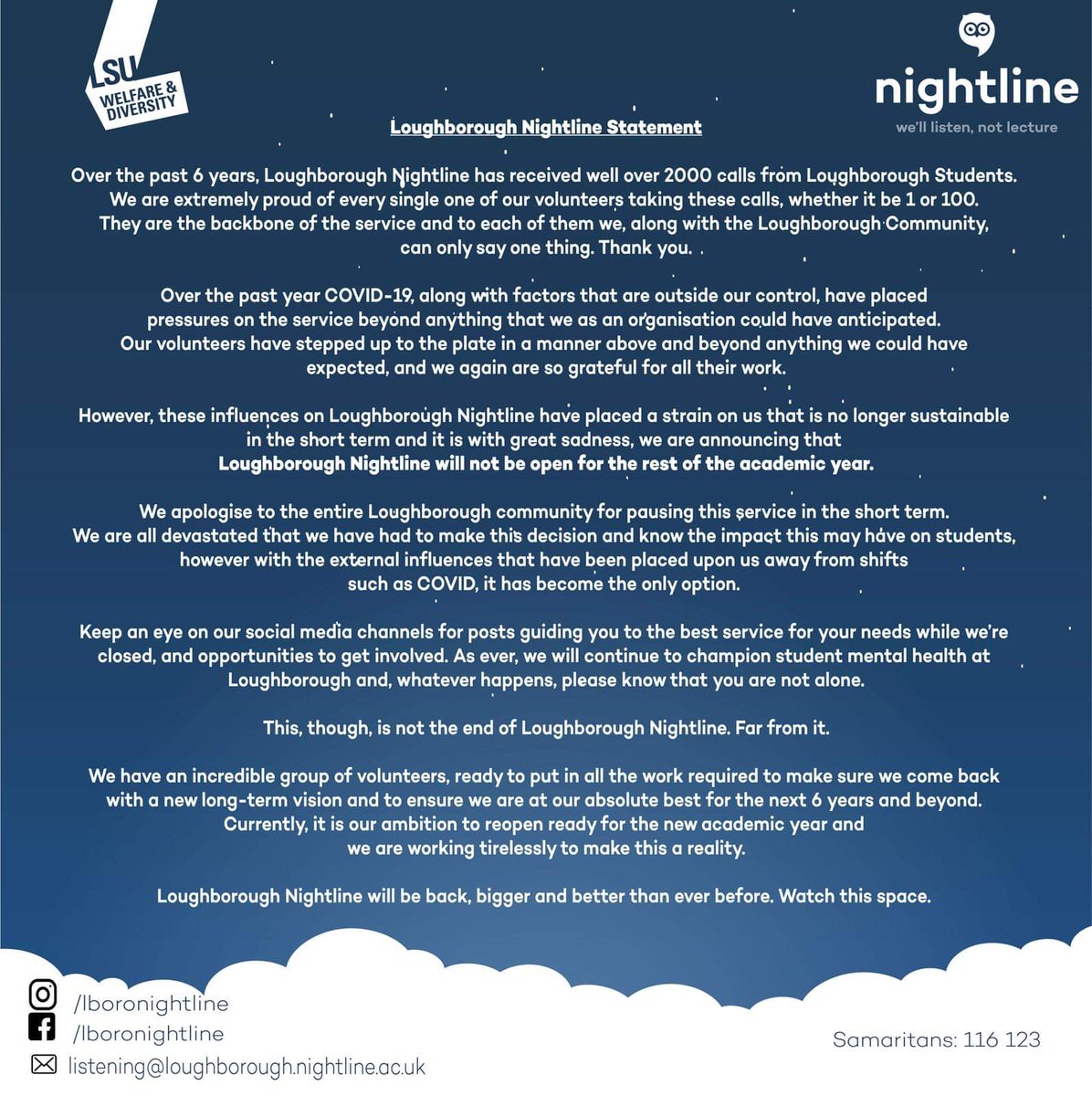 Loughborough Nightline tweet media