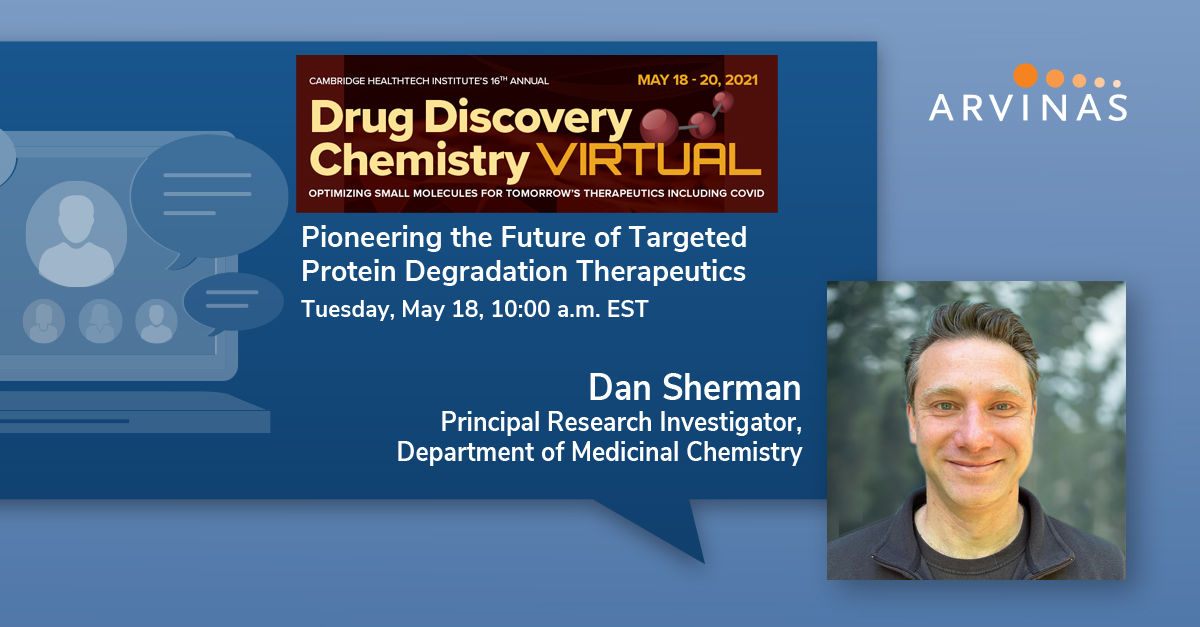 Arvinas (@arvinasinc) on Twitter photo .<a href="/CHI_Healthtech/">Cambridge Healthtech Institute</a>’s #DrugDiscoveryChemistry conference begins today & our own Dan Sherman, Principal Research Investigator, will share a brief presentation on our pipeline and platform work. Full agenda here: bit.ly/3aPsJTg #drugdevelopment #TPD .<a href="/CHI_Healthtech/">Cambridge Healthtech Institute</a>’s #DrugDiscoveryChemistry conference begins today & our own Dan Sherman, Principal Research Investigator, will share a brief presentation on our pipeline and platform work. Full agenda here: bit.ly/3aPsJTg #drugdevelopment #TPD