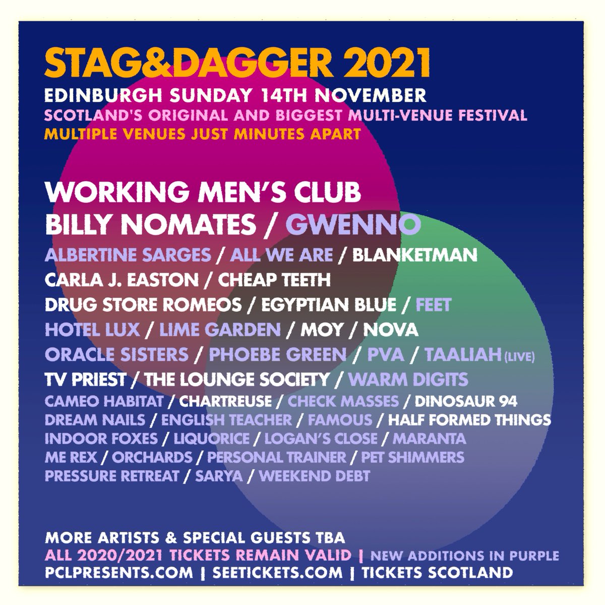 So happy to announce that we will be playing Stag &amp; Dagger in Edinburgh on November 14th! Feels nice to finally announce some live music for you, moving on up x

Tickets available here: bit.ly/3eUD7vy