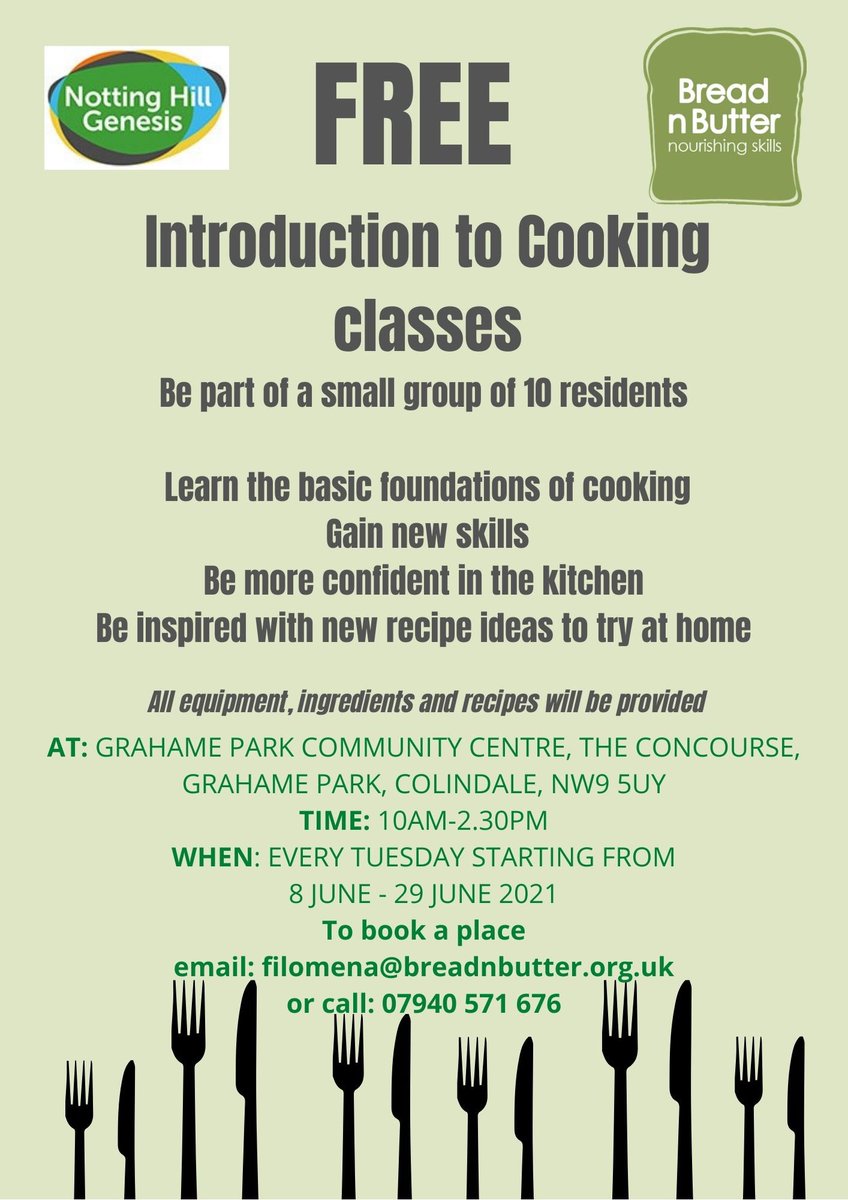 breadnbuttercic's tweet image. We are launching a series of FREE cooking &amp;amp; healthy eating classes on the Grahame Park estate to residents starting on 8 June. Only 10 places available book now  @GrahameparkV @GPEResidents @ColindaleFB @cct_colindale @ColindaleLitter